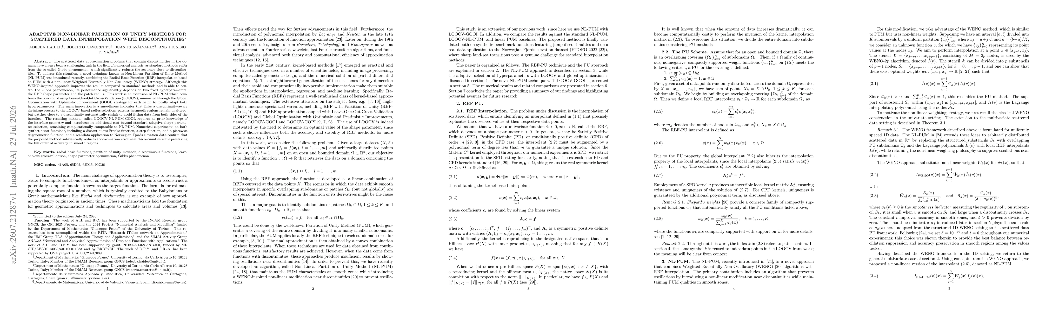 Thumbnail for Adaptive Non-Linear Partition of Unity Methods for Scattered Data Interpolation with Discontinuities