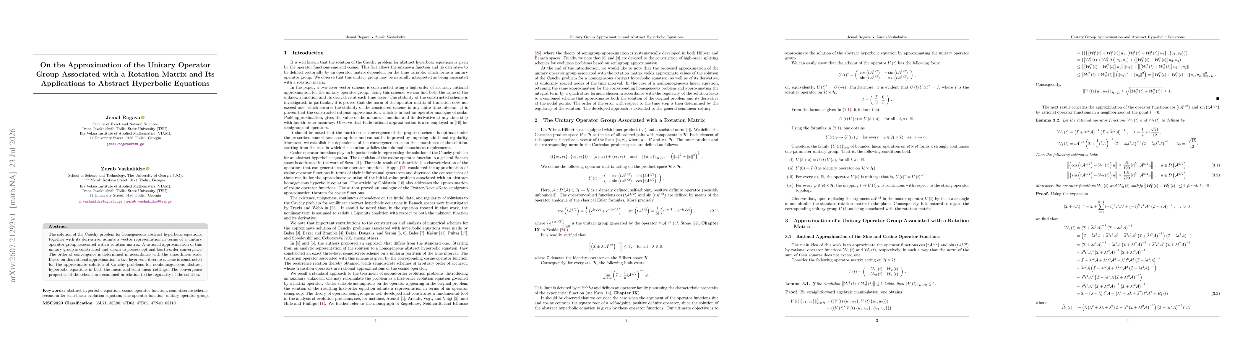 Thumbnail for On the Approximation of the Unitary Operator Group Associated with a Rotation Matrix and Its Applications to Abstract Hyperbolic Equations