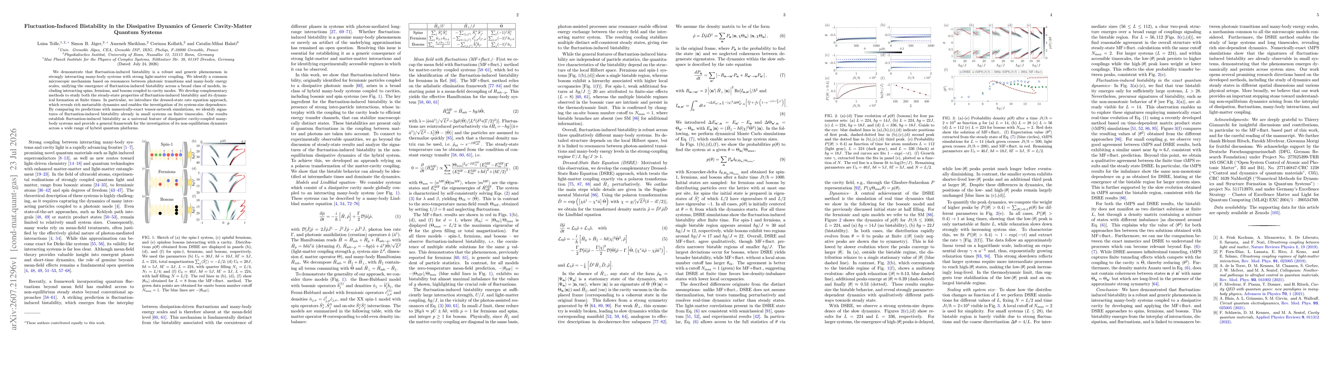 Thumbnail for Fluctuation-Induced Bistability in the Dissipative Dynamics of Generic Cavity-Matter Quantum Systems