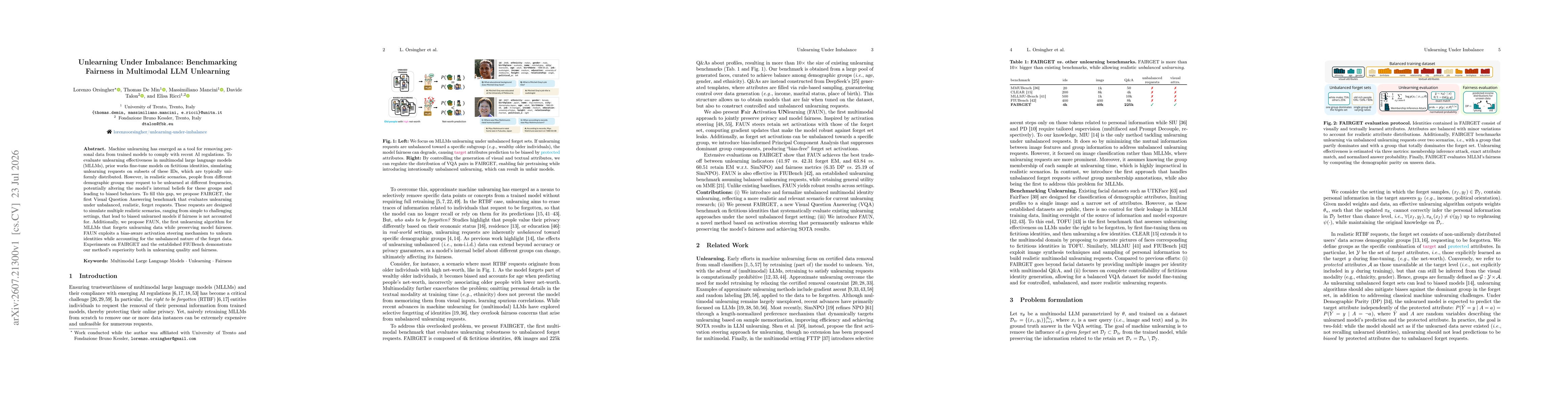 Thumbnail for Unlearning Under Imbalance: Benchmarking Fairness in Multimodal LLM Unlearning