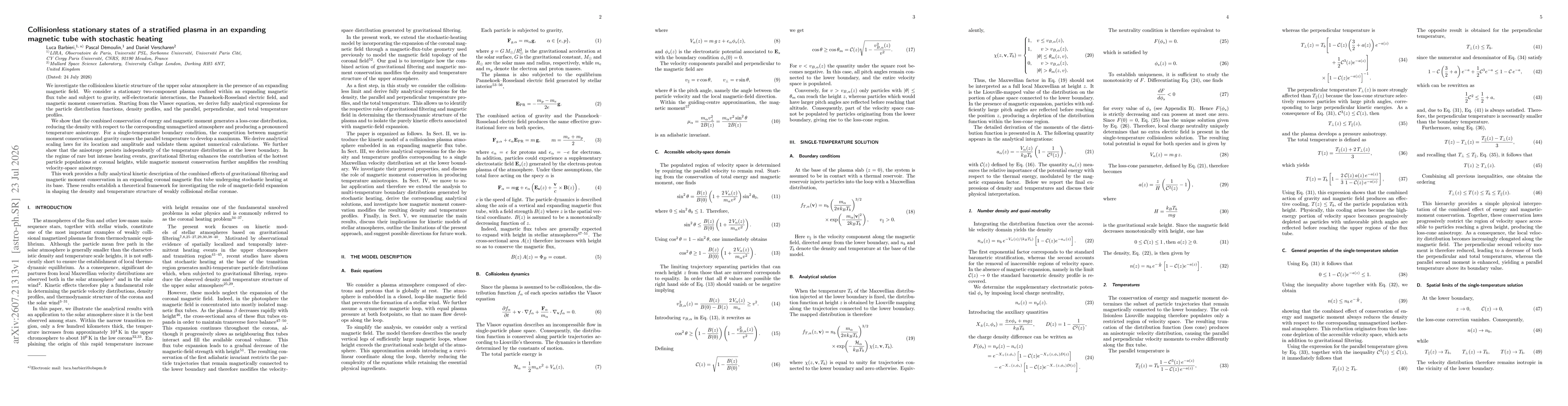 Thumbnail for Collisionless stationary states of a stratified plasma in an expanding magnetic tube with stochastic heating
