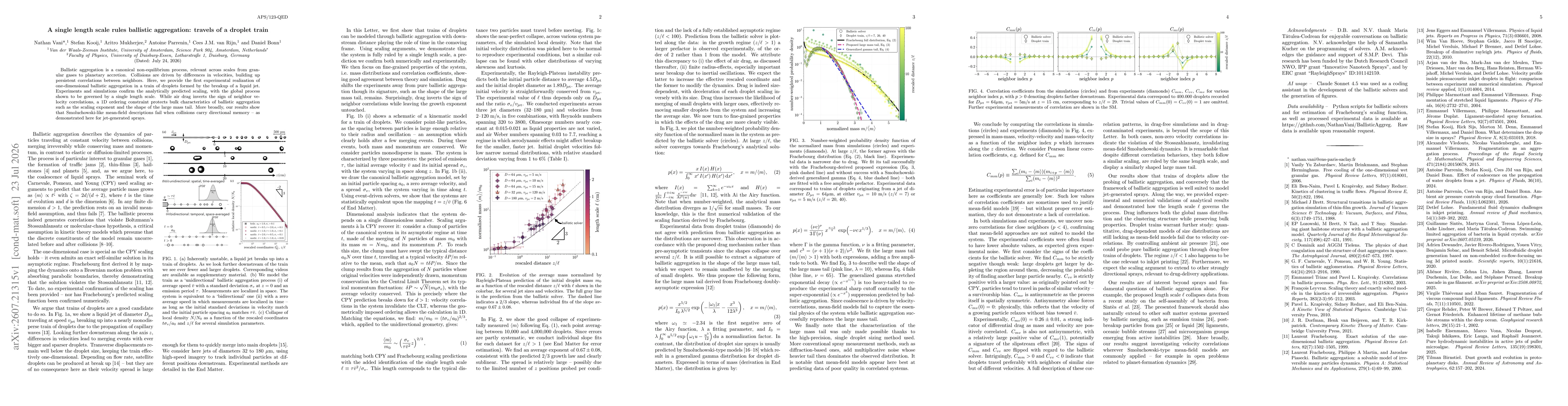 Thumbnail for A single length scale rules ballistic aggregation: travels of a droplet train
