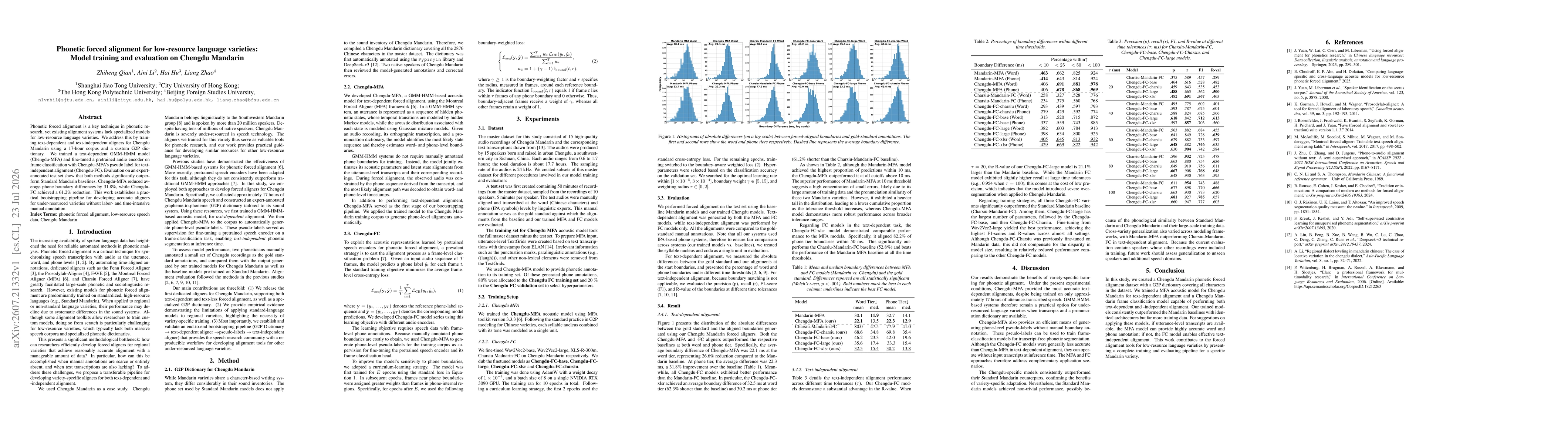 Thumbnail for Phonetic forced alignment for low-resource language varieties: Model training and evaluation on Chengdu Mandarin
