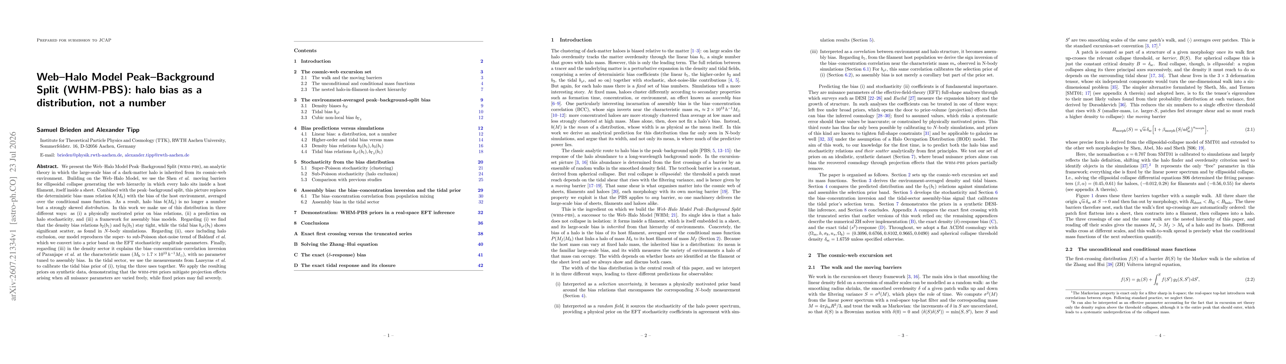Thumbnail for Web-Halo Model Peak-Background Split (WHM-PBS): halo bias as a distribution, not a number