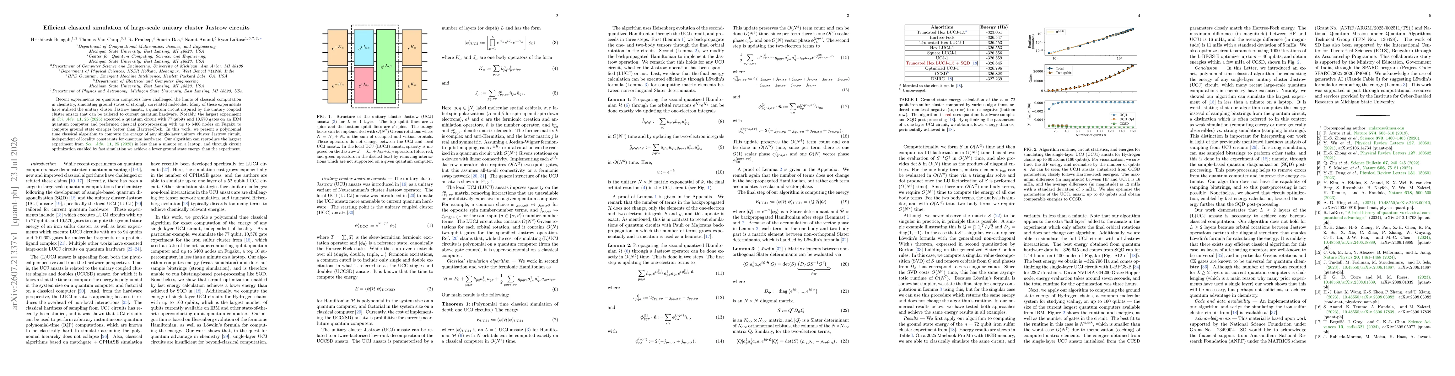 Thumbnail for Efficient classical simulation of large-scale unitary cluster Jastrow circuits