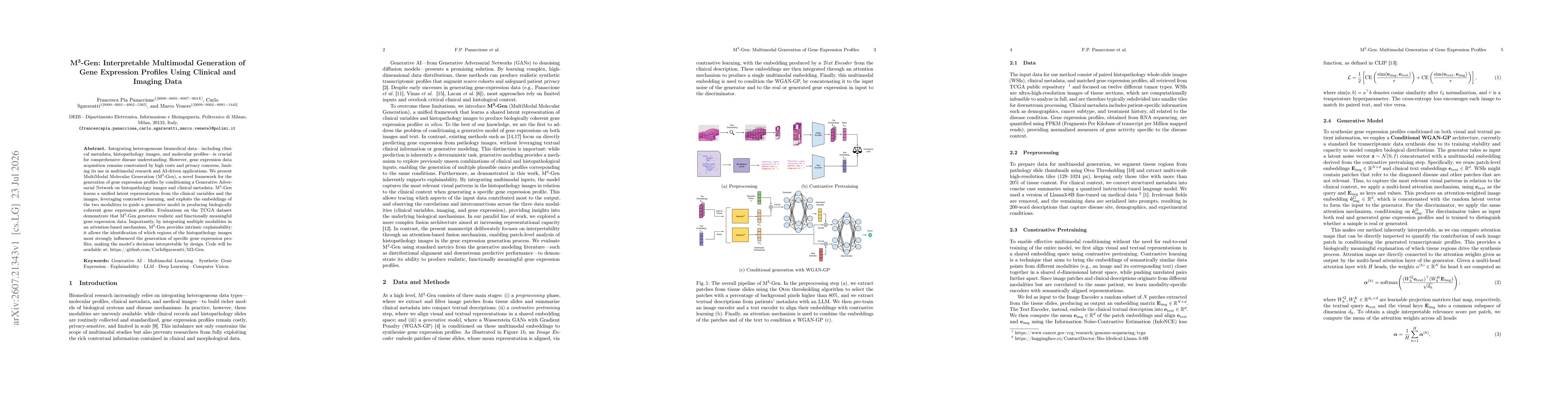 Thumbnail for M$^3$-Gen: Interpretable Multimodal Generation of Gene Expression Profiles Using Clinical and Imaging Data