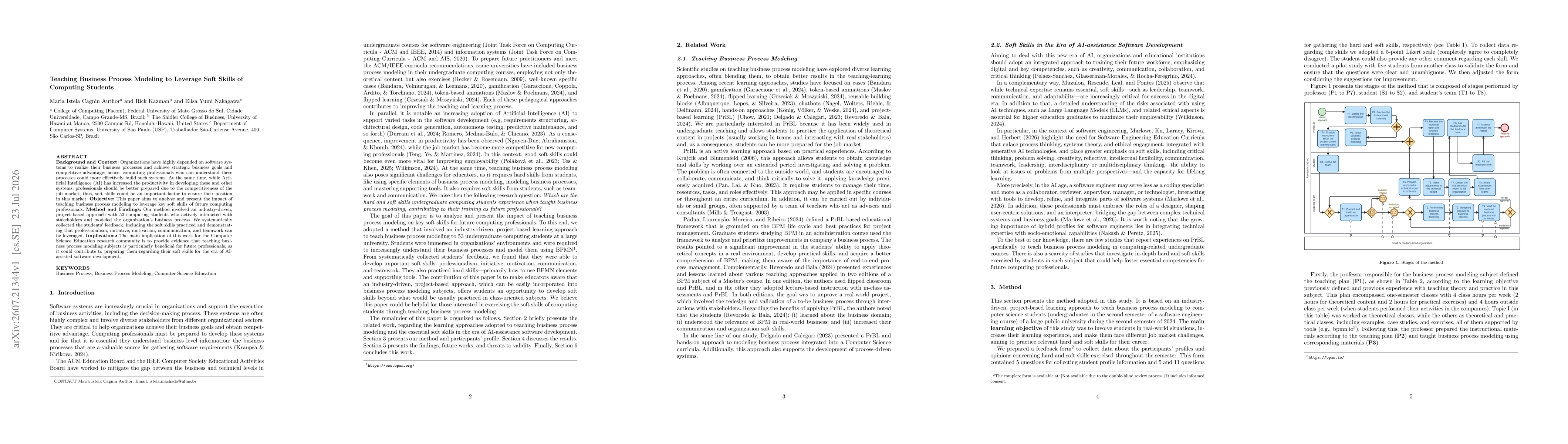 Thumbnail for Teaching Business Process Modeling to Leverage Soft Skills of Computing Students