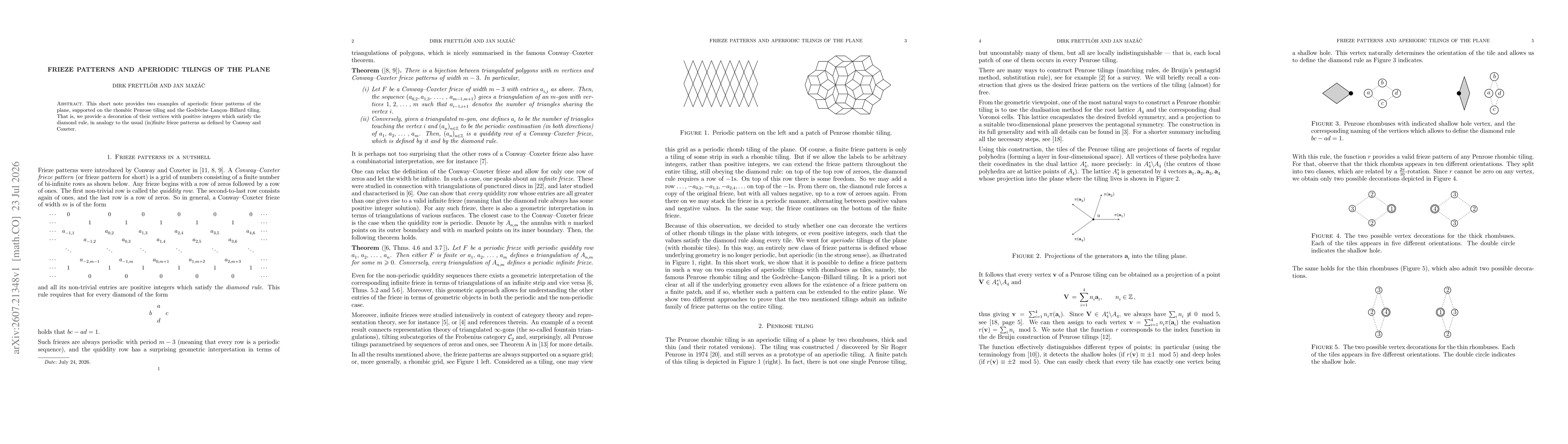 Thumbnail for Frieze patterns and aperiodic tilings of the plane