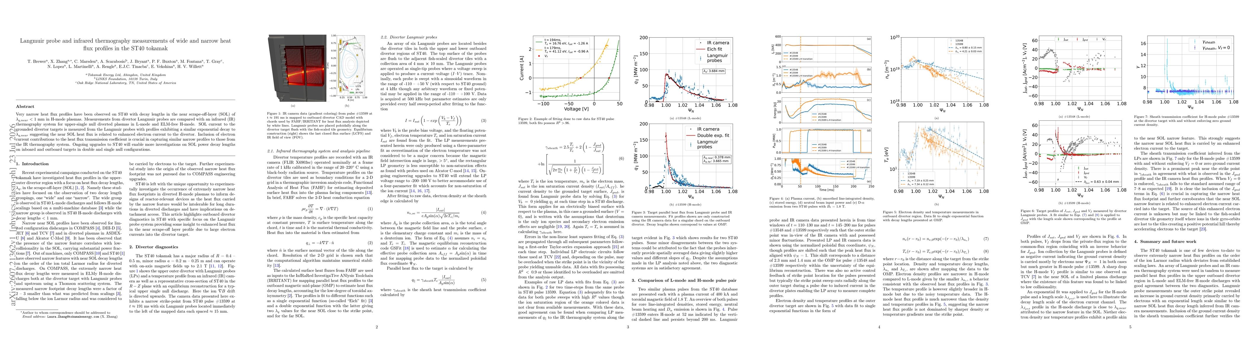 Thumbnail for Langmuir probe and infrared thermography measurements of wide and narrow heat flux profiles in the ST40 tokamak