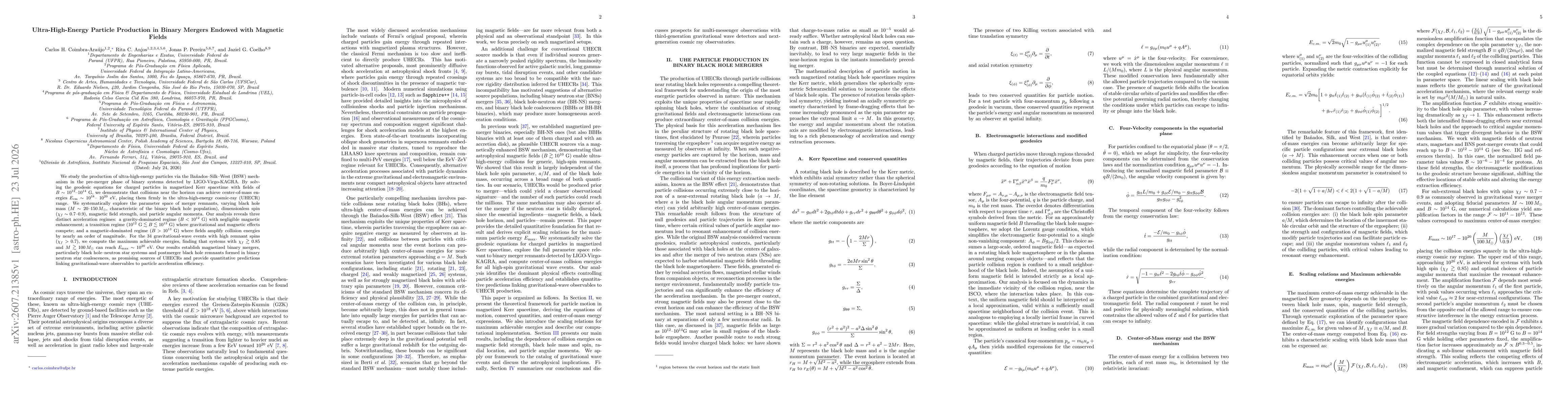 Thumbnail for Ultra-High-Energy Particle Production in Binary Mergers Endowed with Magnetic Fields