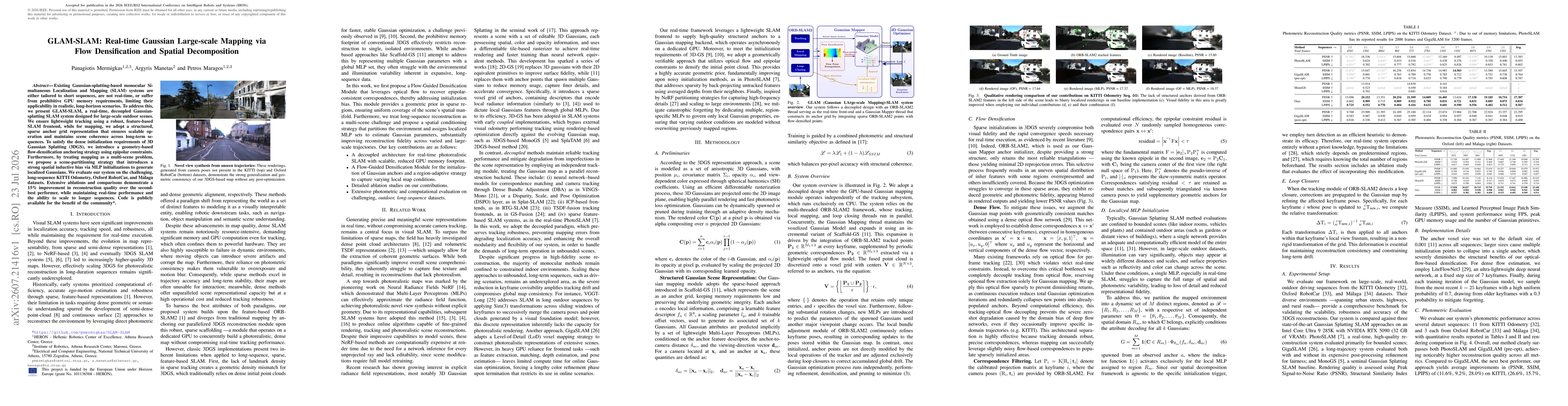 Thumbnail for GLAM-SLAM: Real-time Gaussian Large-scale Mapping via Flow Densification and Spatial Decomposition