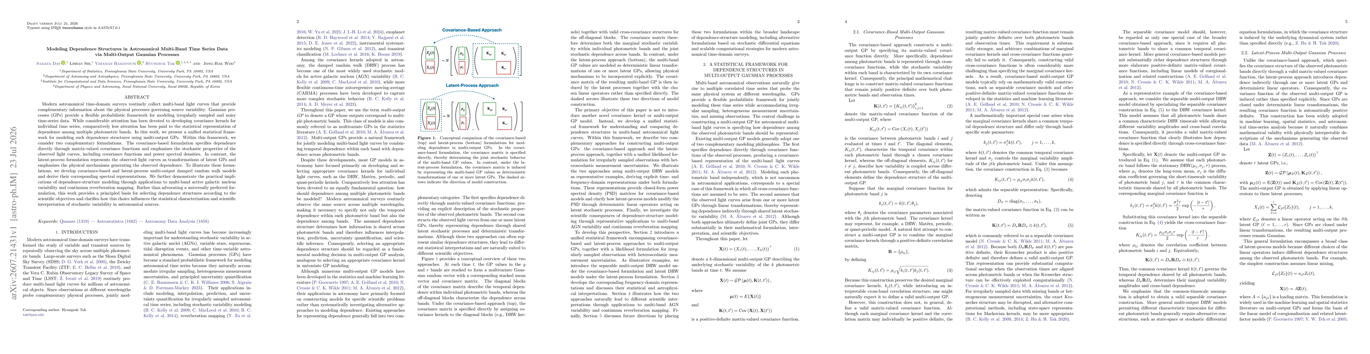 Thumbnail for Modeling Dependence Structures in Astronomical Multi-Band Time Series Data via Multi-Output Gaussian Processes