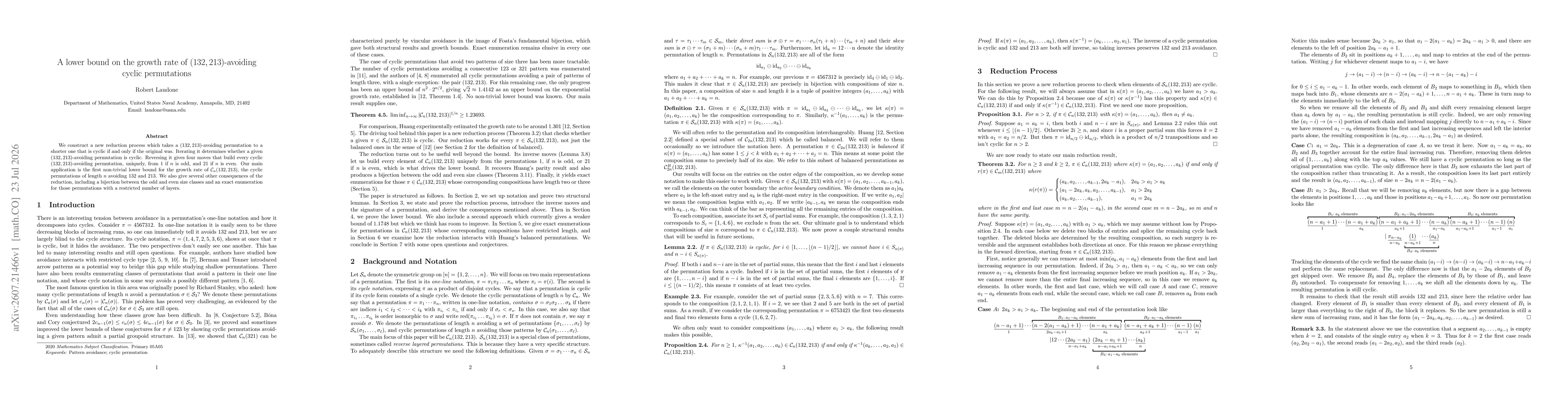 Thumbnail for A lower bound on the growth rate of $(132,213)$-avoiding cyclic permutations
