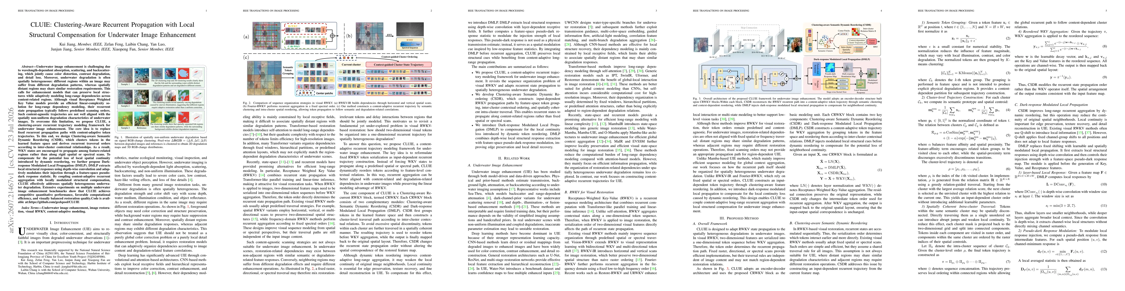 Thumbnail for CLUIE: Clustering-Aware Recurrent Propagation with Local Structural Compensation for Underwater Image Enhancement