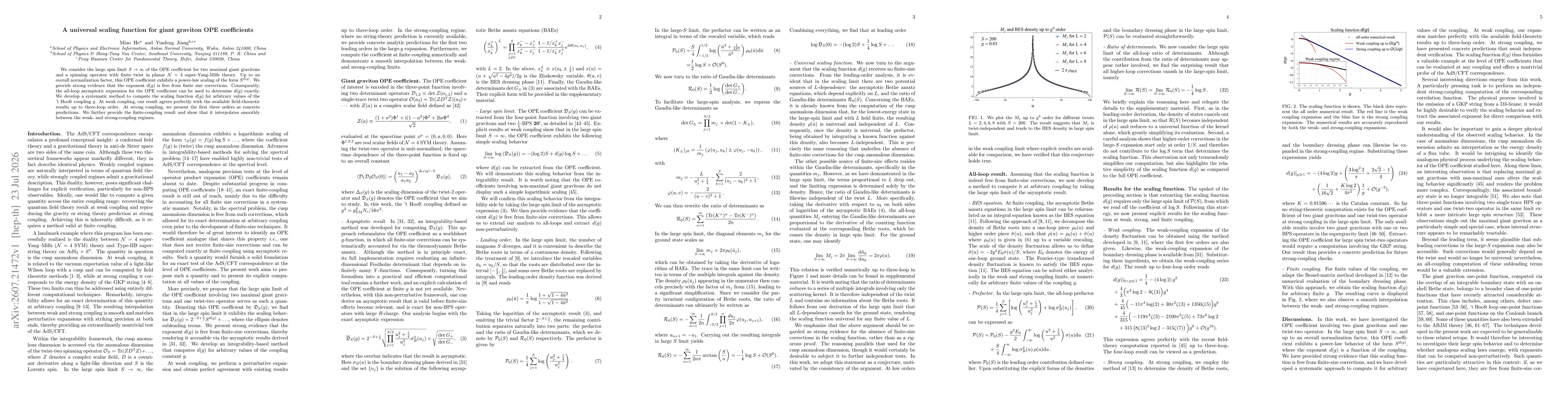Thumbnail for A universal scaling function for giant graviton OPE coefficients