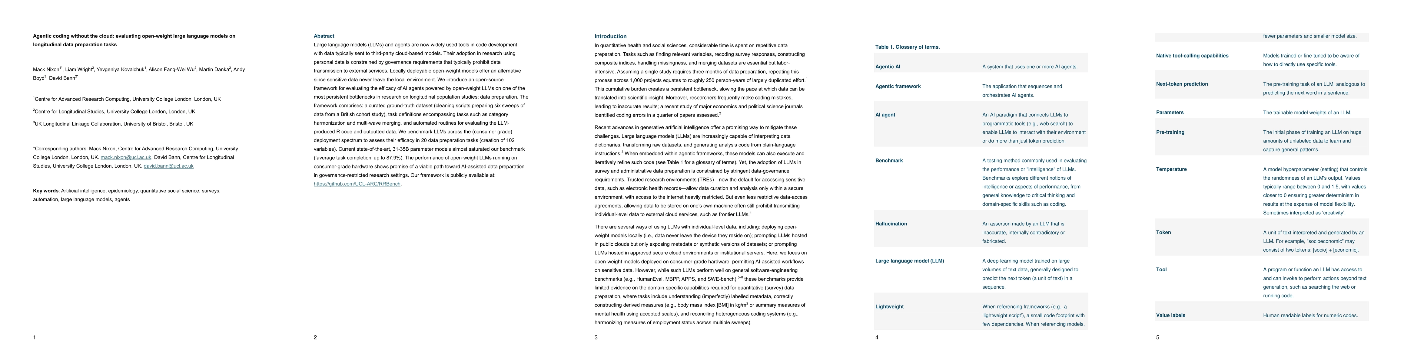 Thumbnail for Agentic coding without the cloud: evaluating open-weight large language models on longitudinal data preparation tasks
