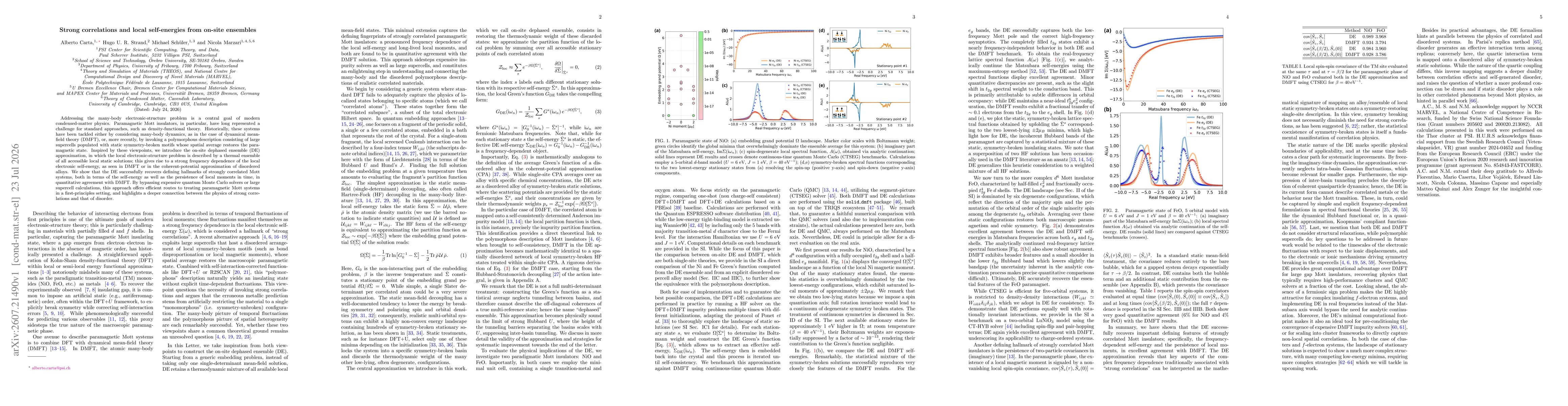 Thumbnail for Strong correlations and local self-energies from on-site ensembles