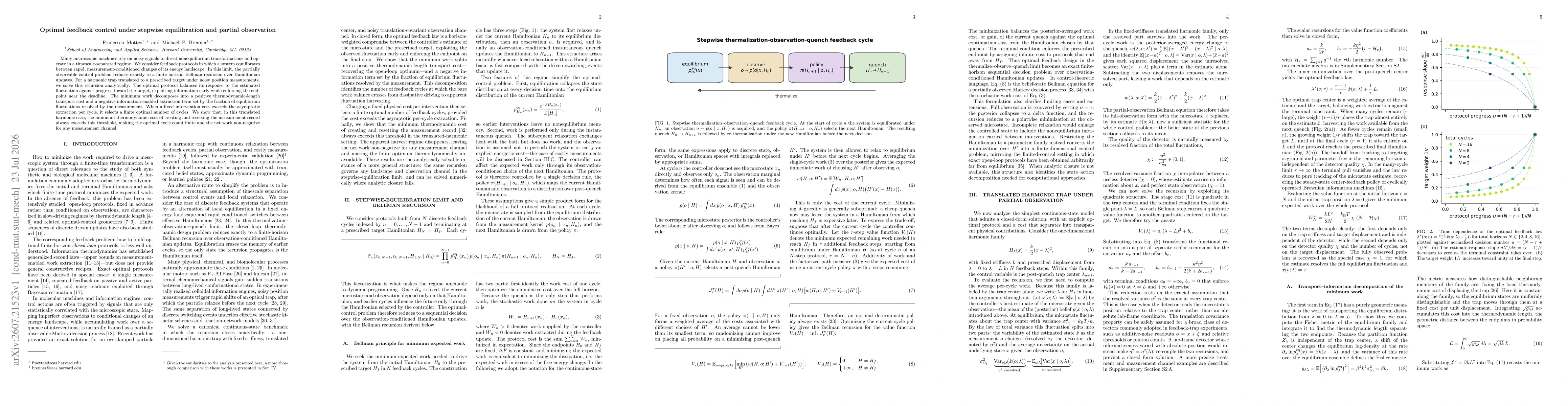 Thumbnail for Optimal feedback control under stepwise equilibration and partial observation