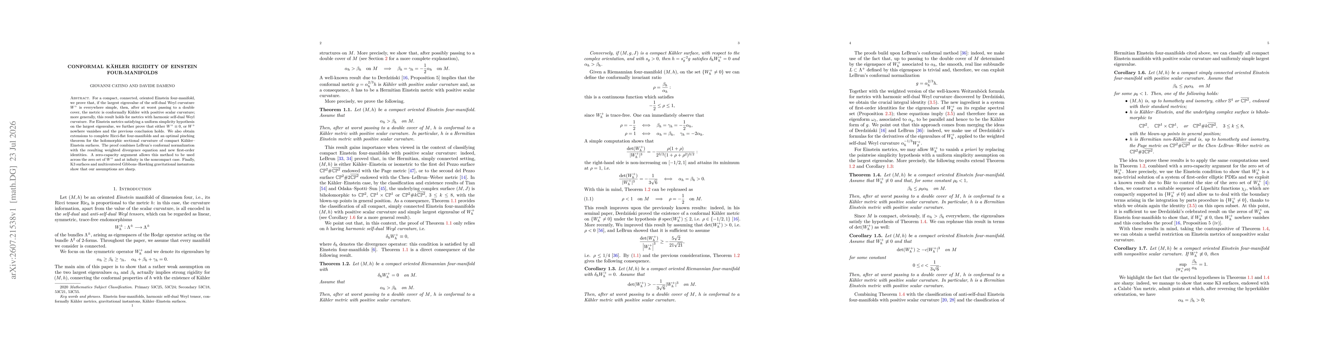Thumbnail for Conformal Kähler rigidity of Einstein four-manifolds