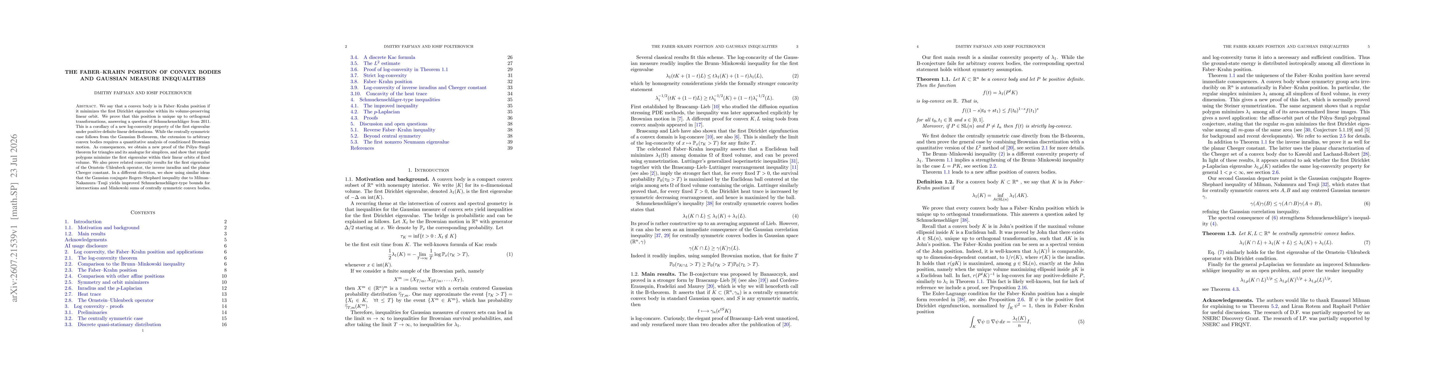 Thumbnail for The Faber-Krahn position of convex bodies and Gaussian measure inequalities