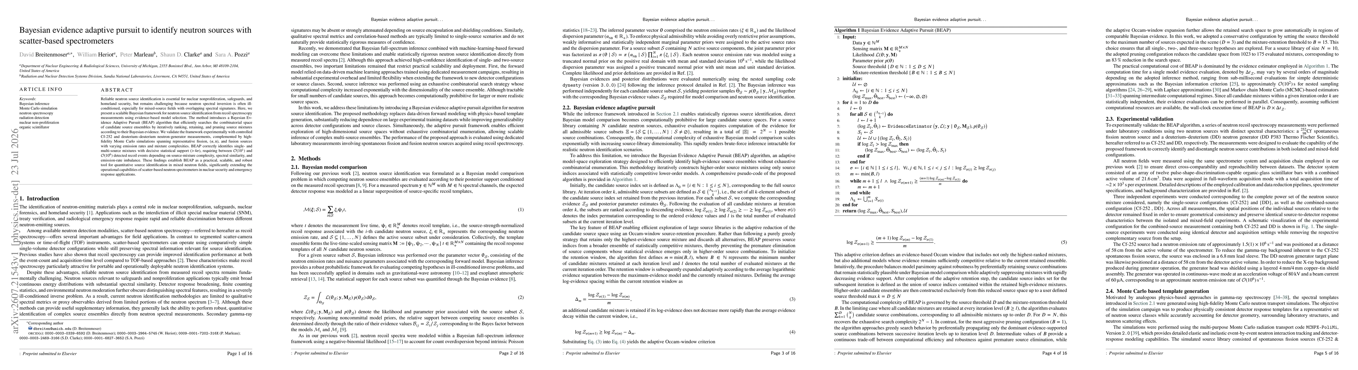 Thumbnail for Bayesian evidence adaptive pursuit to identify neutron sources with scatter-based spectrometers