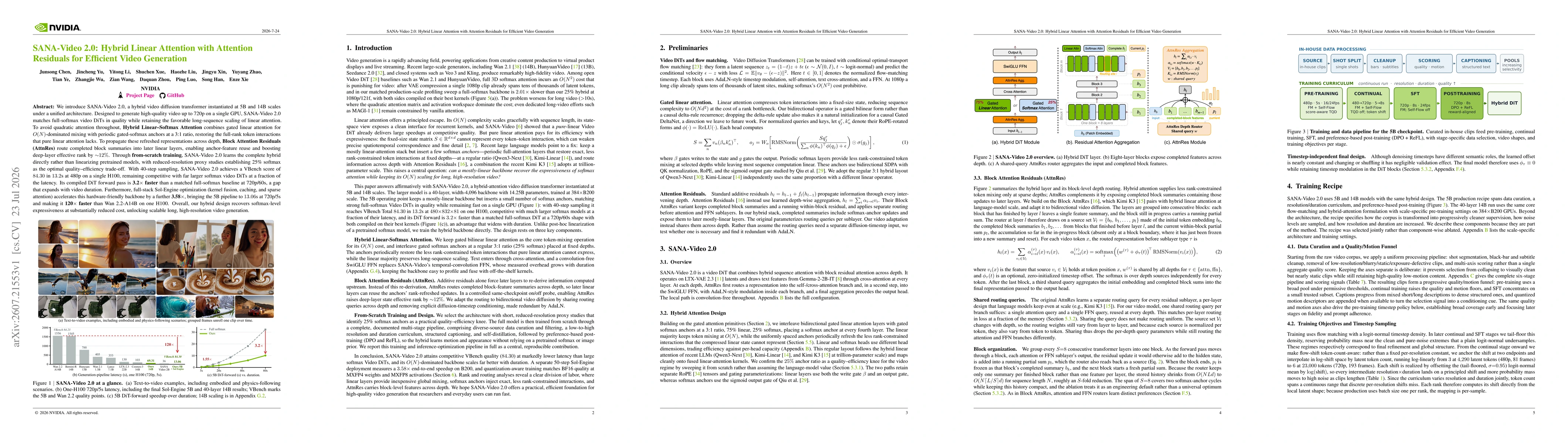 Thumbnail for SANA-Video 2.0: Hybrid Linear Attention with Attention Residuals for Efficient Video Generation