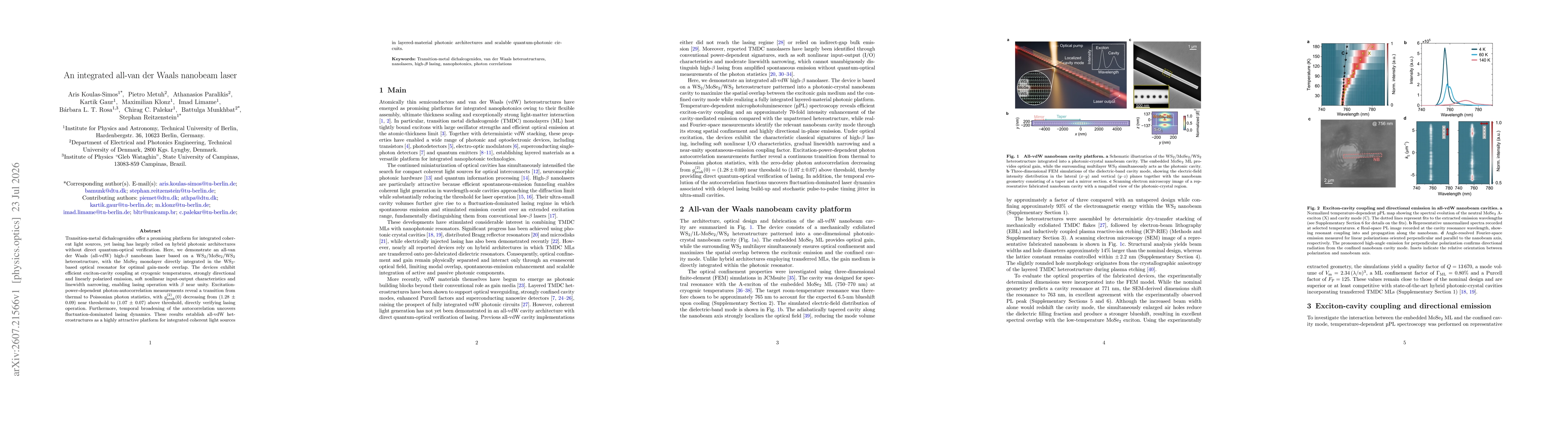 Thumbnail for An integrated all-van der Waals nanobeam laser