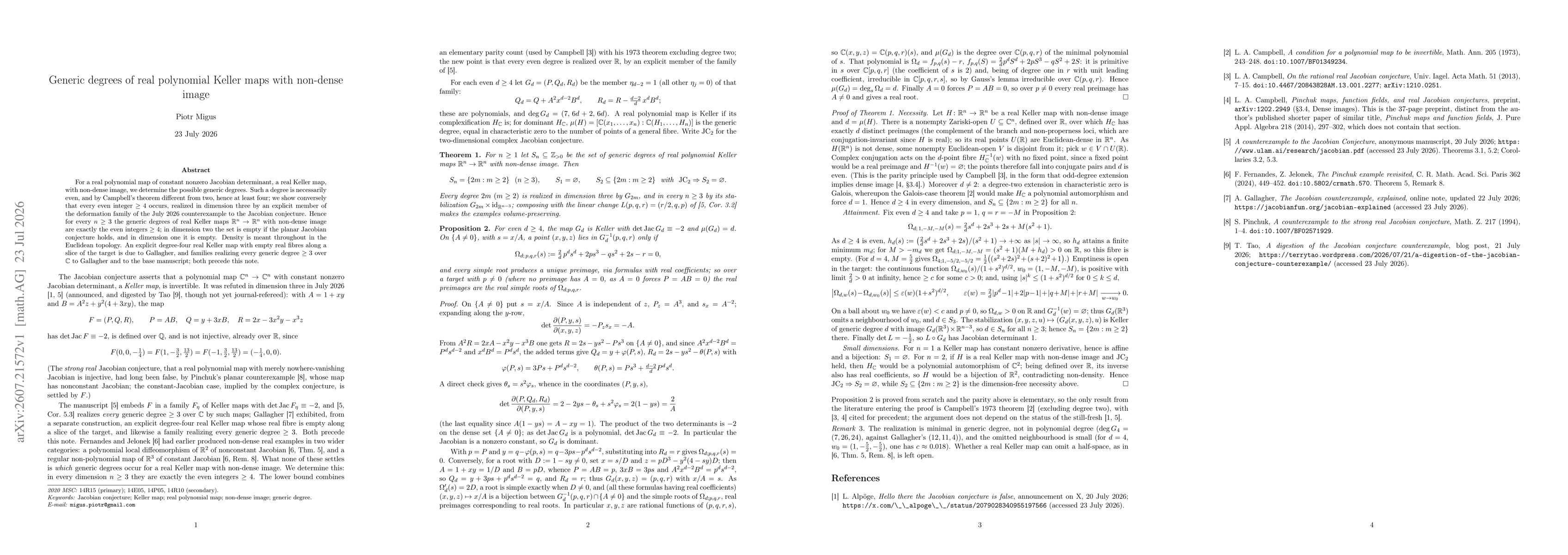 Thumbnail for Generic degrees of real polynomial Keller maps with non-dense image