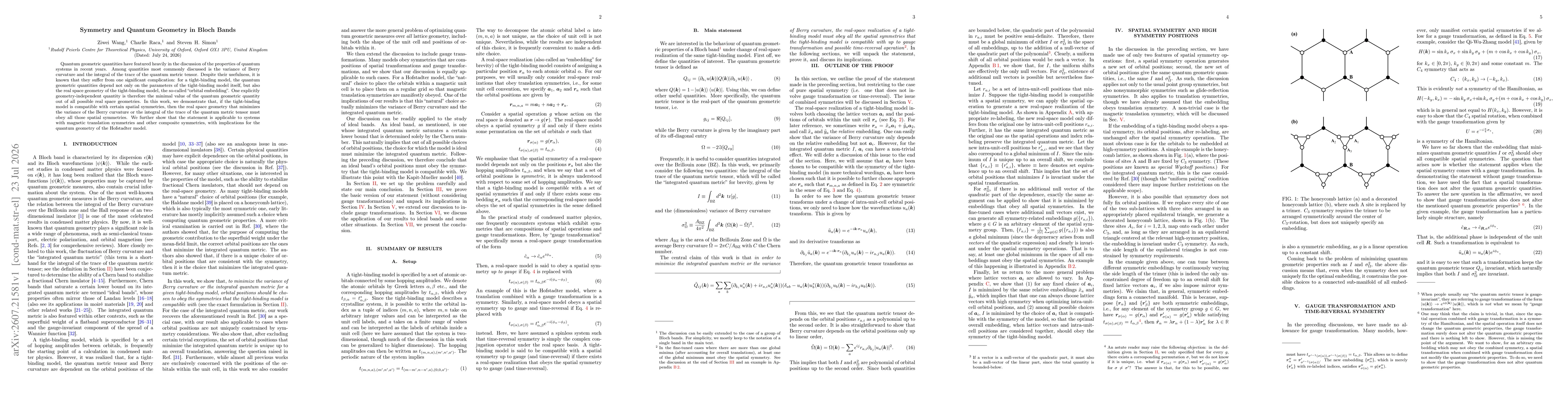 Thumbnail for Symmetry and Quantum Geometry in Bloch Bands