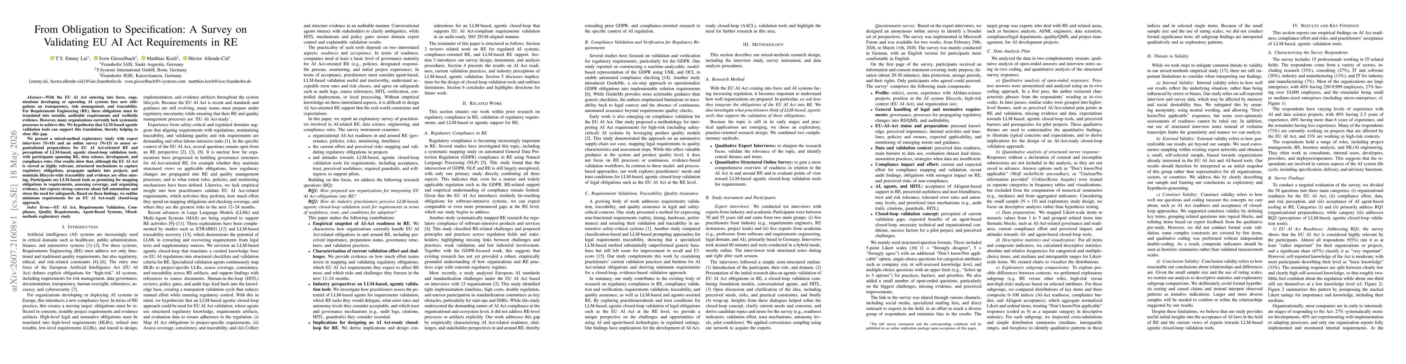 Thumbnail for From Obligation to Specification: A Survey on Validating EU AI Act Requirements in RE