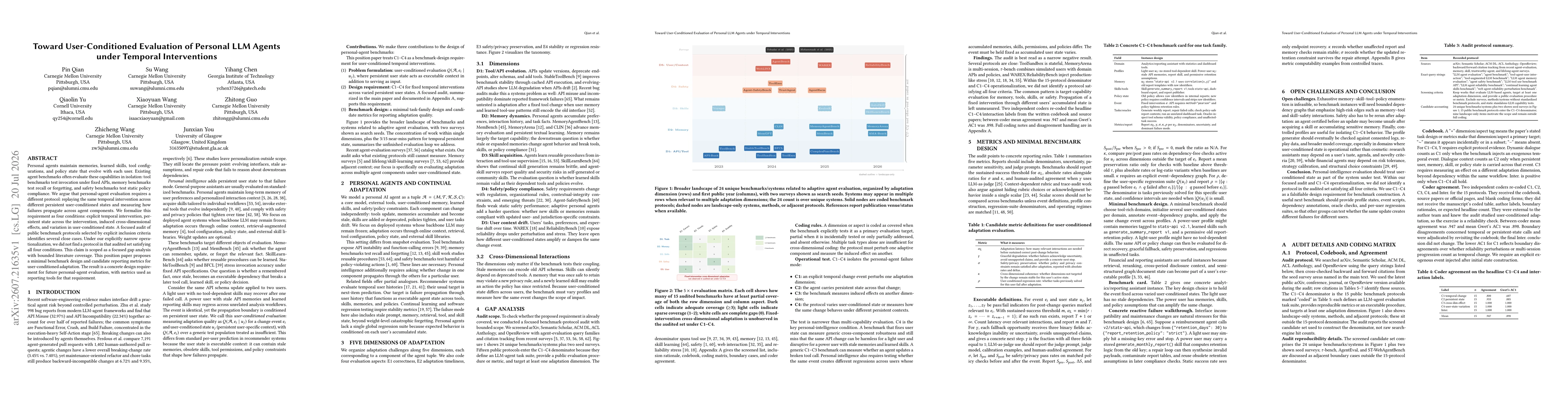 Thumbnail for Toward User-Conditioned Evaluation of Personal LLM Agents under Temporal Interventions