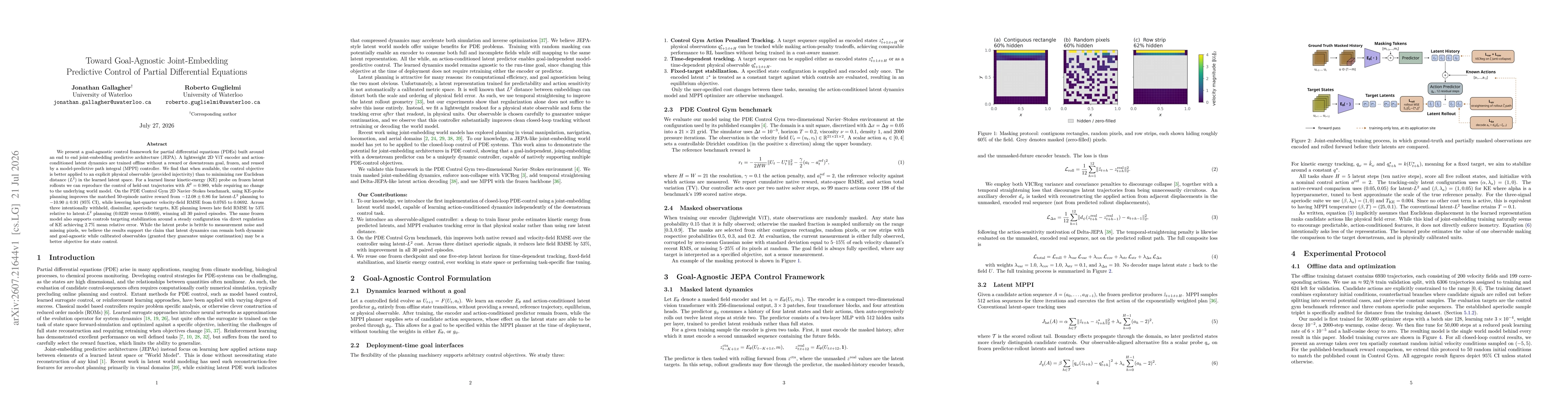 Thumbnail for Toward Goal-Agnostic Joint-Embedding Predictive Control of Partial Differential Equations