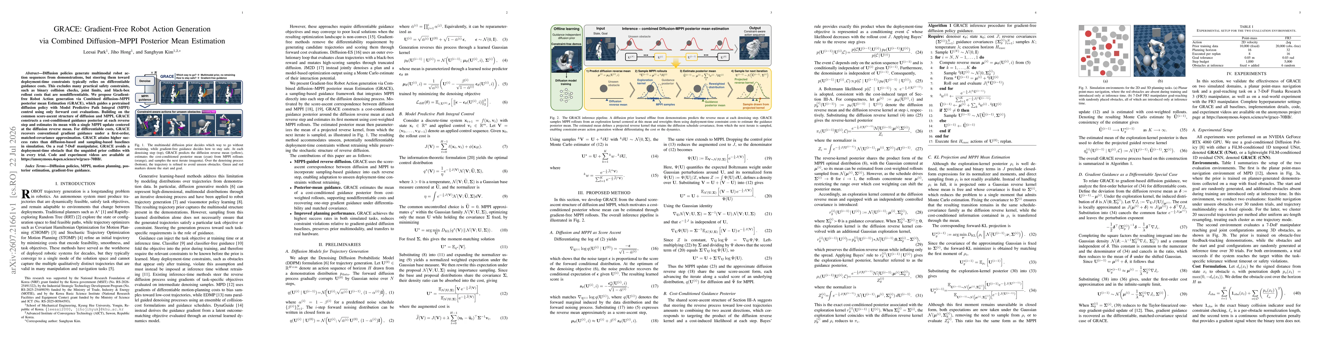 Thumbnail for GRACE: Gradient-Free Robot Action Generation via Combined Diffusion-MPPI Posterior Mean Estimation