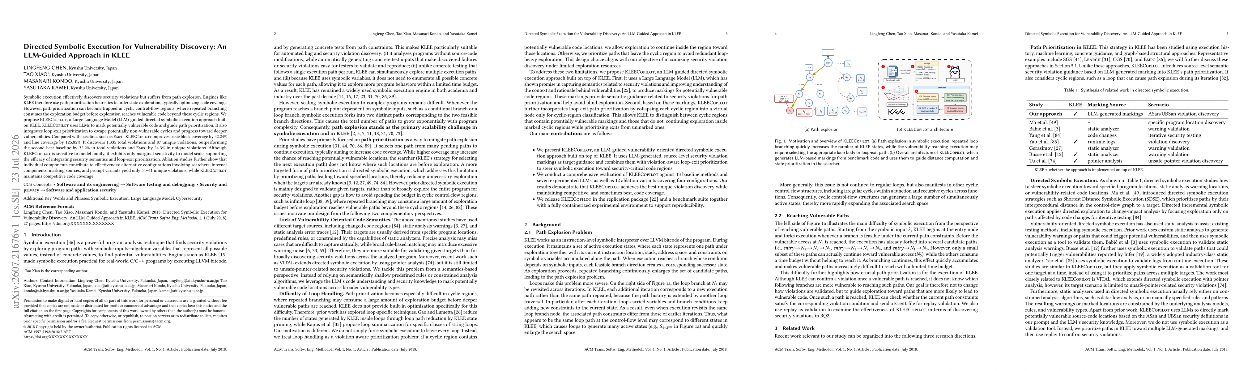 Thumbnail for Directed Symbolic Execution for Vulnerability Discovery: An LLM-Guided Approach in KLEE