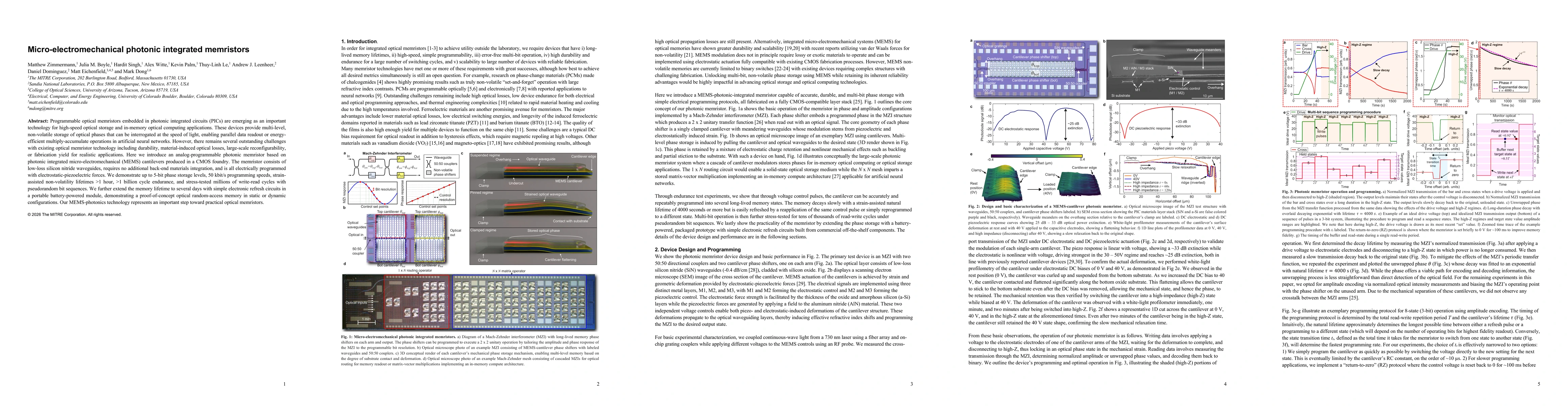Thumbnail for Micro-electromechanical photonic integrated memristors