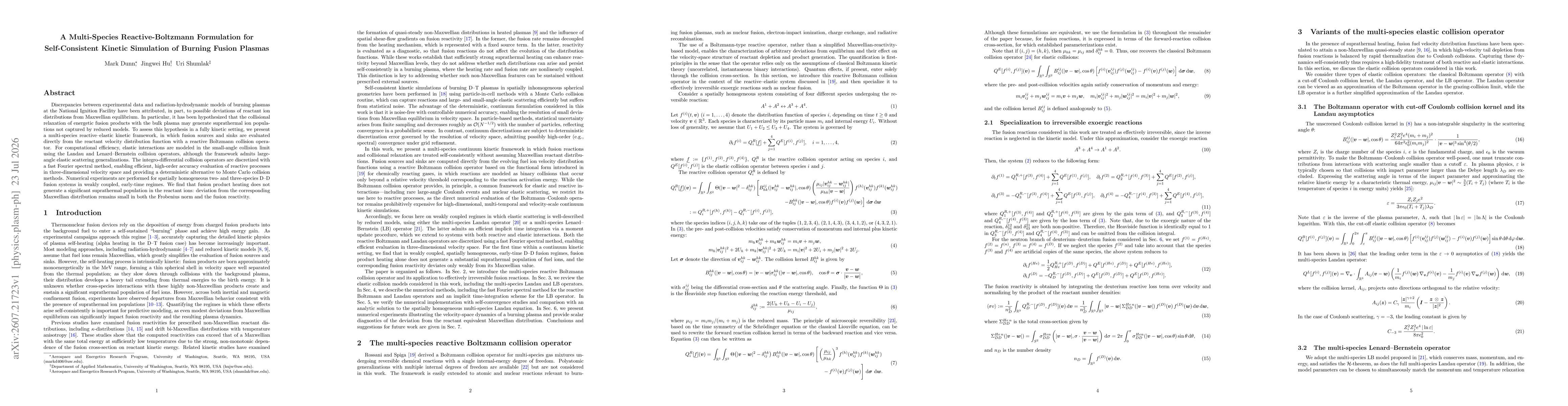 Thumbnail for A Multi-Species Reactive-Boltzmann Formulation for Self-Consistent Kinetic Simulation of Burning Fusion Plasmas