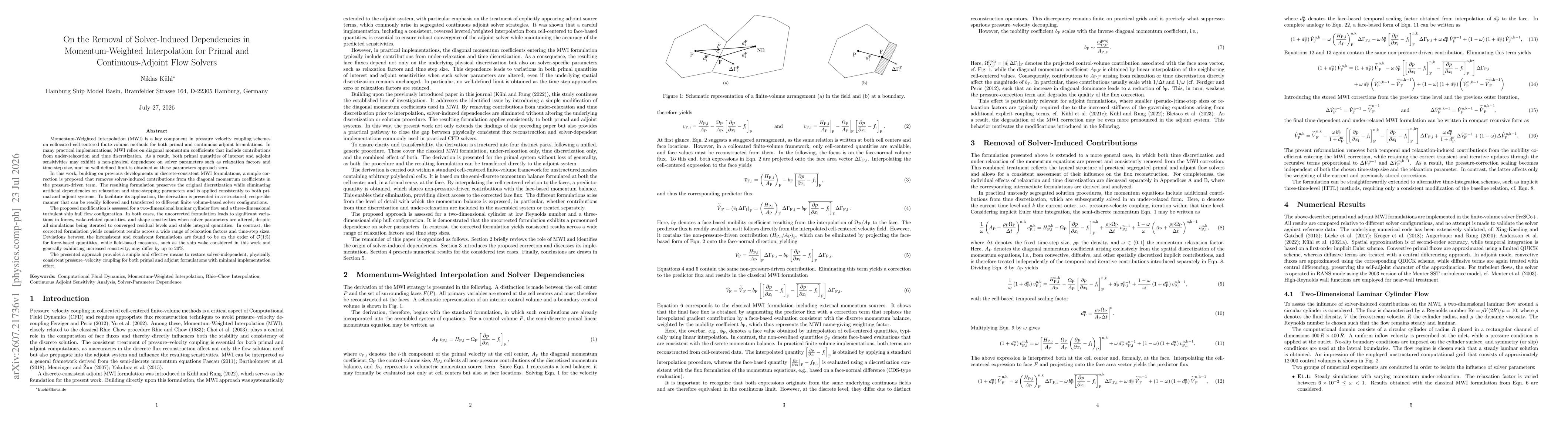 Thumbnail for On the Removal of Solver-Induced Dependencies in Momentum-Weighted Interpolation for Primal and Continuous-Adjoint Flow Solvers