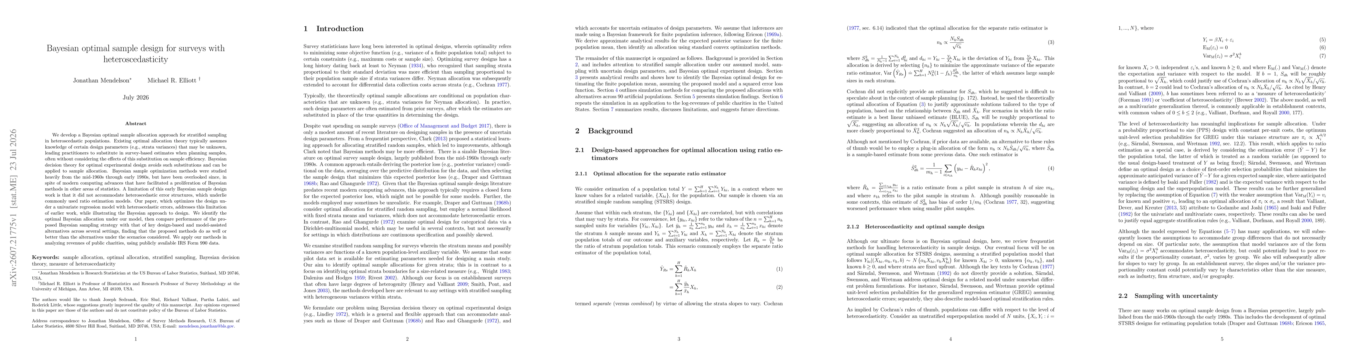 Thumbnail for Bayesian Optimal Sample Design for Surveys with Heteroscedasticity