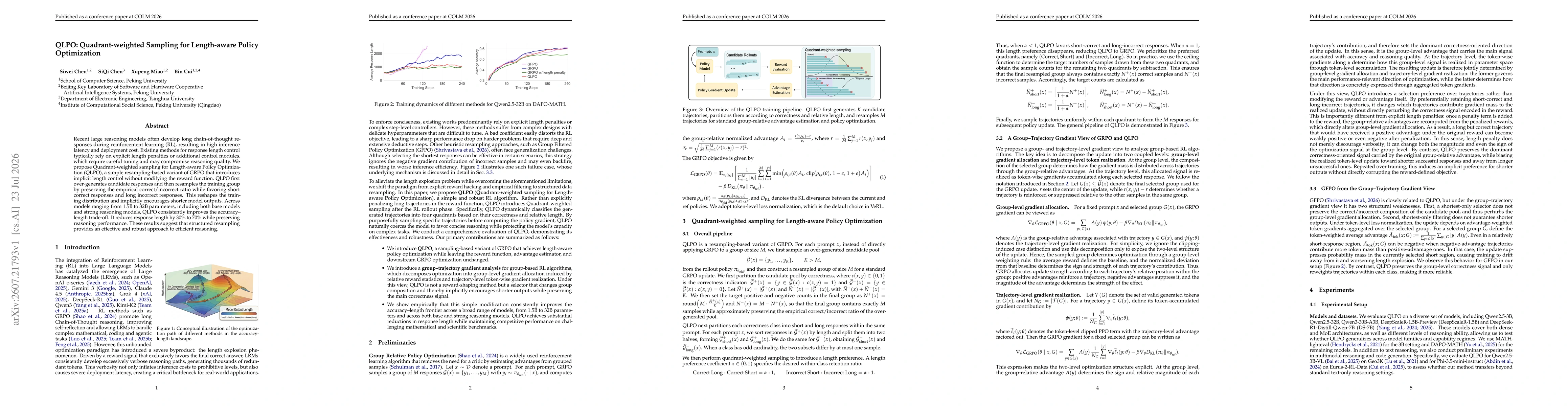 Thumbnail for QLPO: Quadrant-weighted Sampling for Length-aware Policy Optimization