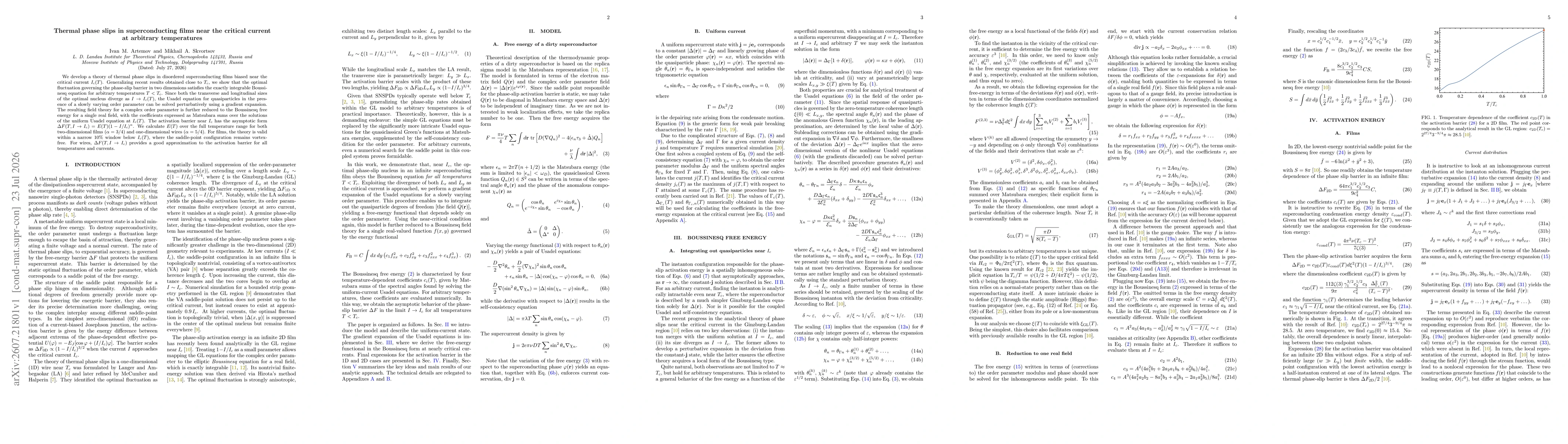 Thumbnail for Thermal phase slips in superconducting films near the critical current at arbitrary temperatures