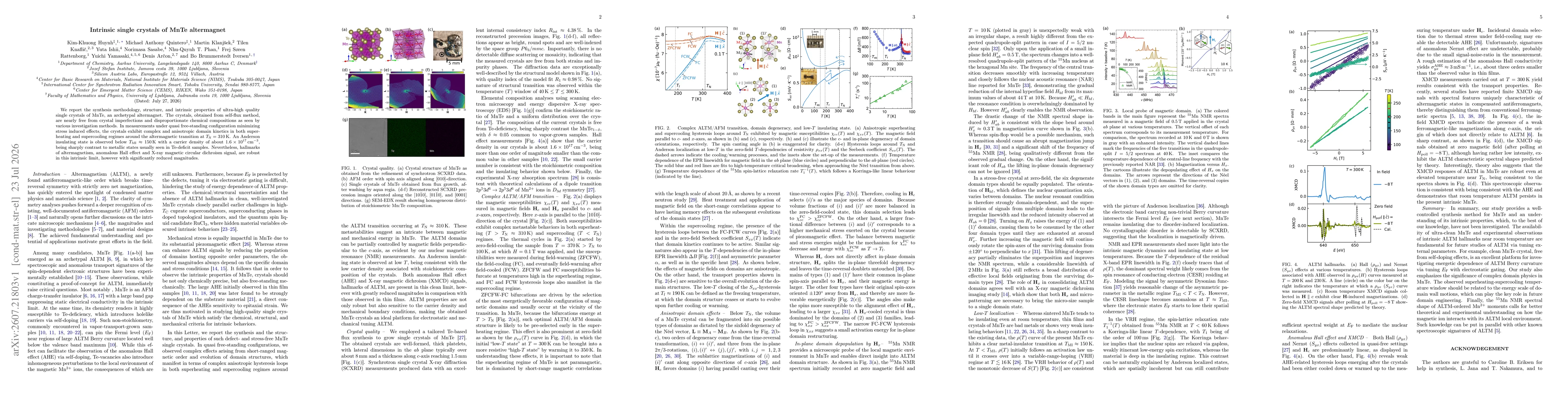 Thumbnail for Intrinsic single crystals of MnTe altermagnet