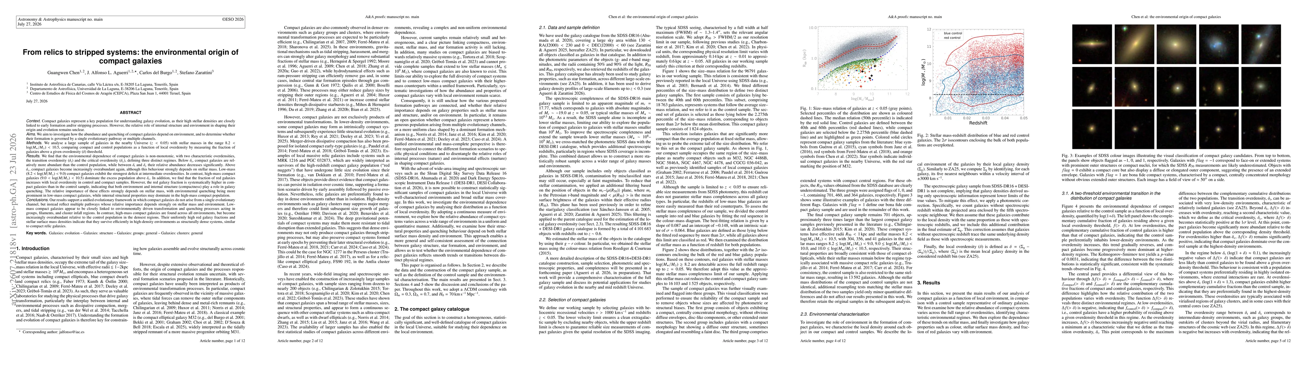 Thumbnail for From relics to stripped systems: the environmental origin of compact galaxies