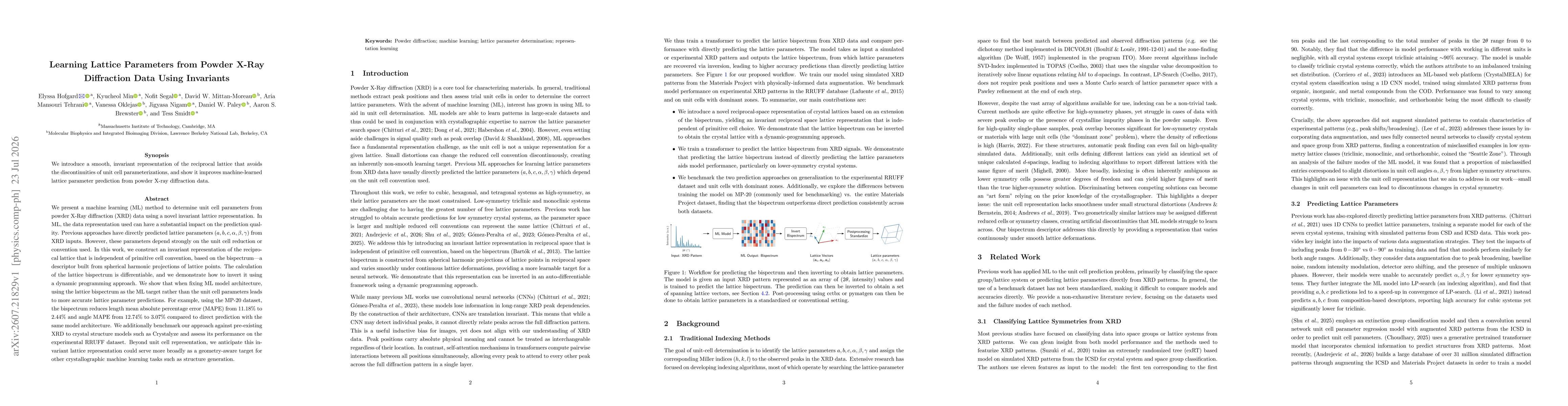 Thumbnail for Learning Lattice Parameters from Powder X-Ray Diffraction Data Using Invariants