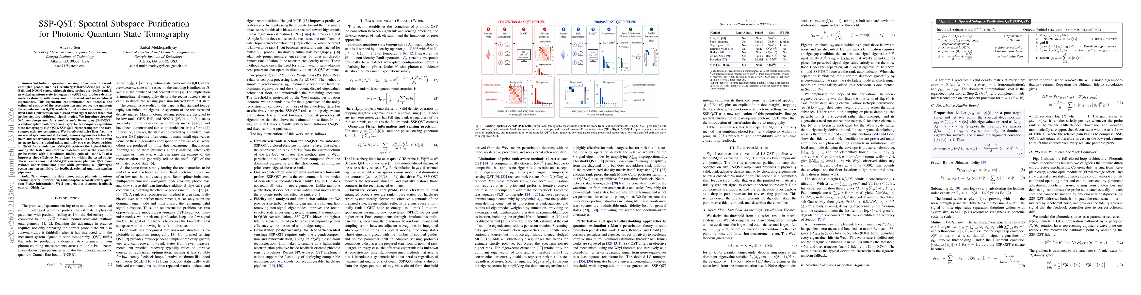Thumbnail for SSP-QST: Spectral Subspace Purification for Photonic Quantum State Tomography