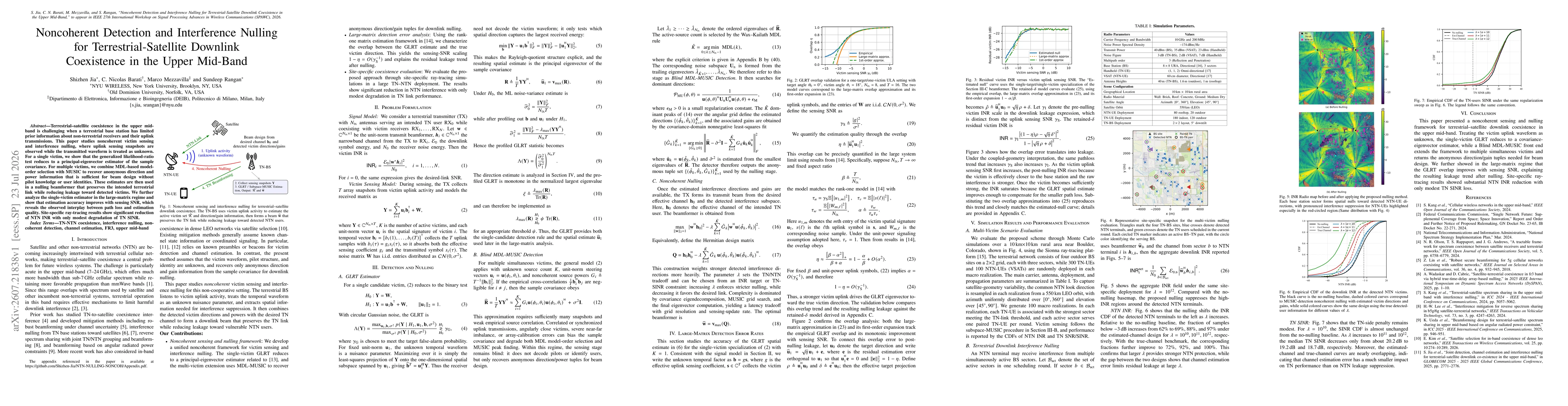 Thumbnail for Noncoherent Detection and Interference Nulling for Terrestrial-Satellite Downlink Coexistence in the Upper Mid-Band