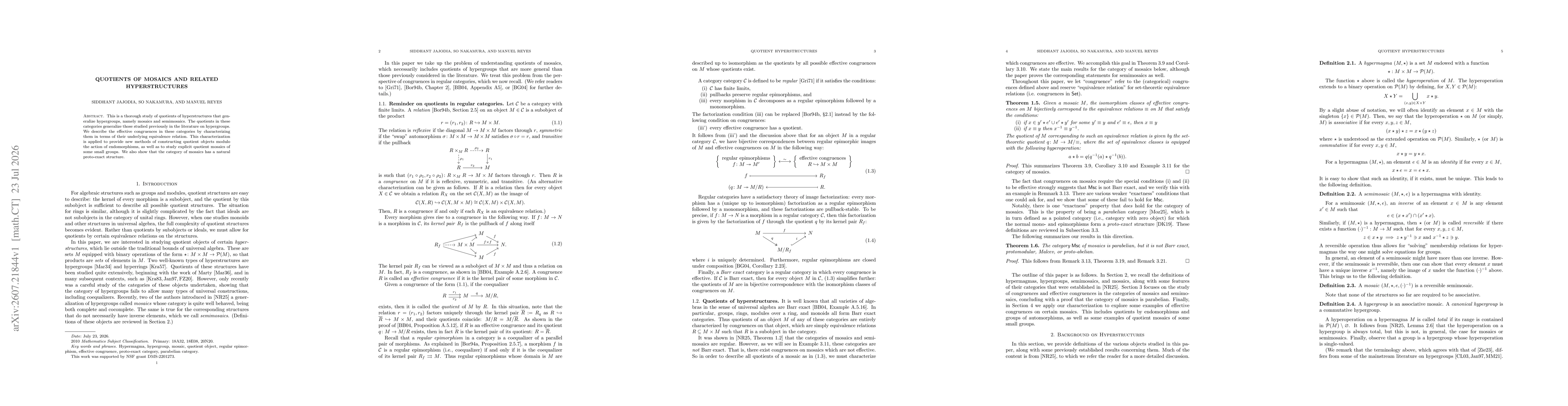 Thumbnail for Quotients of mosaics and related hyperstructures
