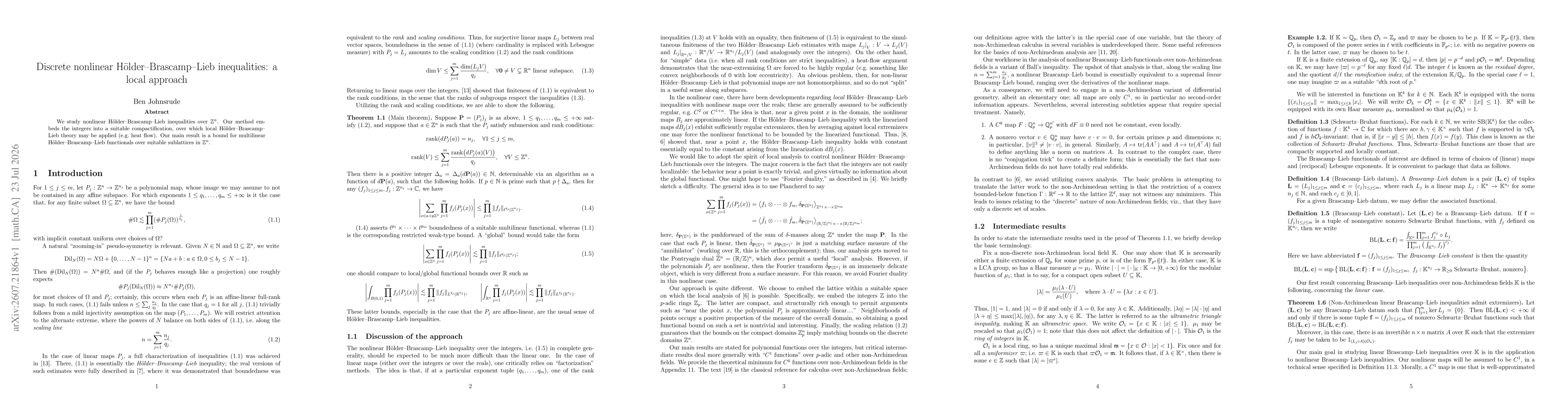 Thumbnail for Discrete nonlinear Hölder--Brascamp--Lieb inequalities: a local approach