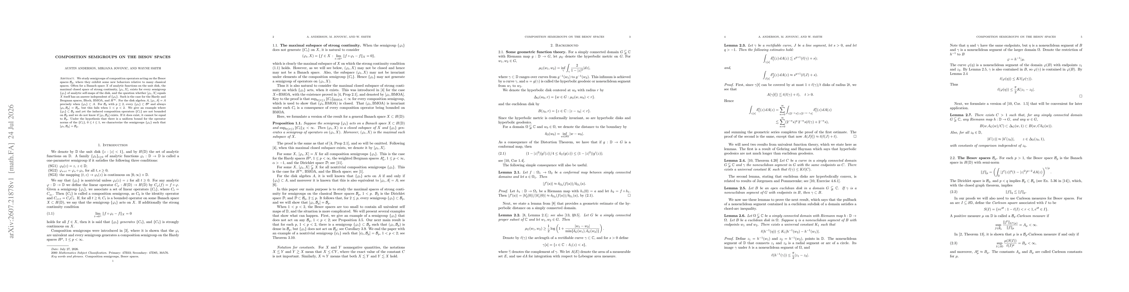 Thumbnail for Composition Semigroups on the Besov Spaces