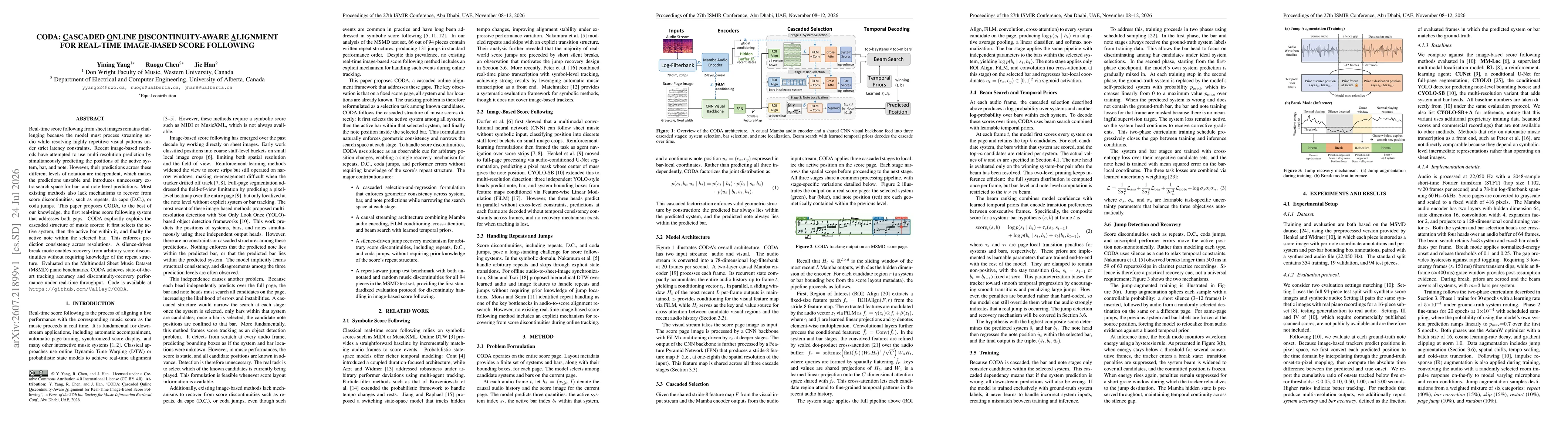 Thumbnail for CODA: Cascaded Online Discontinuity-Aware Alignment for Real-Time Image-Based Score Following