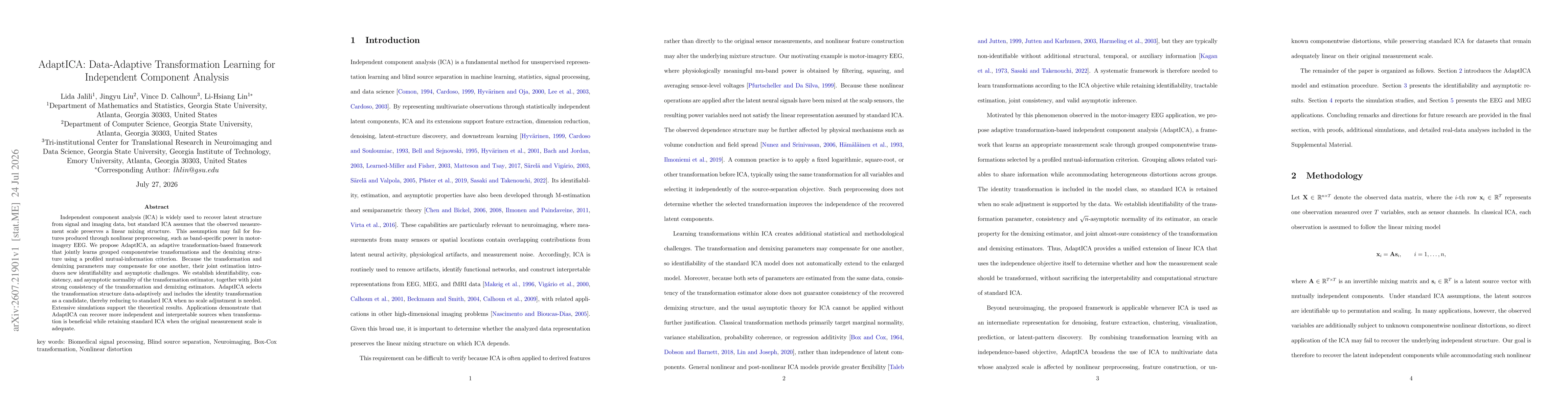 Thumbnail for AdaptICA: Data-Adaptive Transformation Learning for Independent Component Analysis